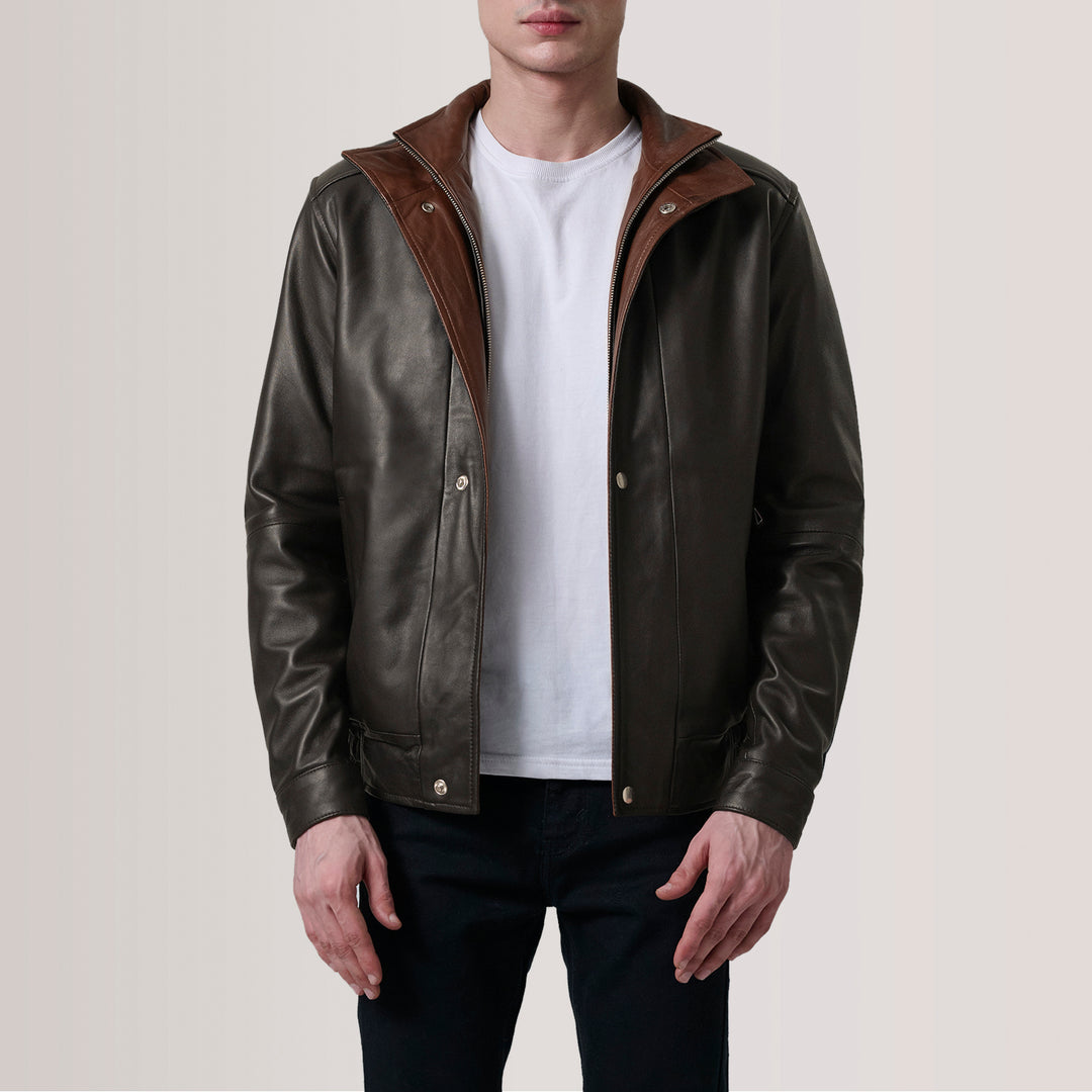 Alfred Brown Leather Bomber Jacket - Image 4