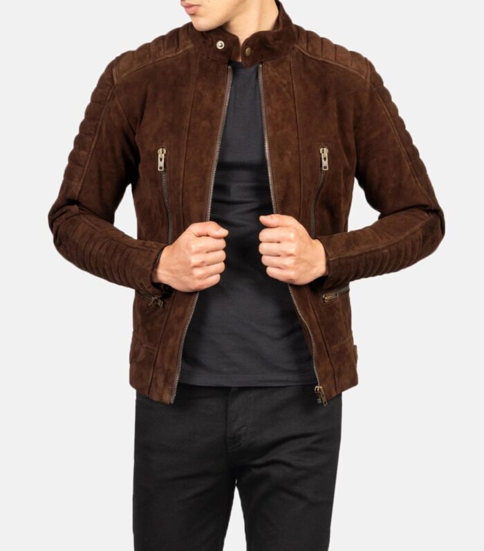 Damian Mocha Suede Biker Jacket