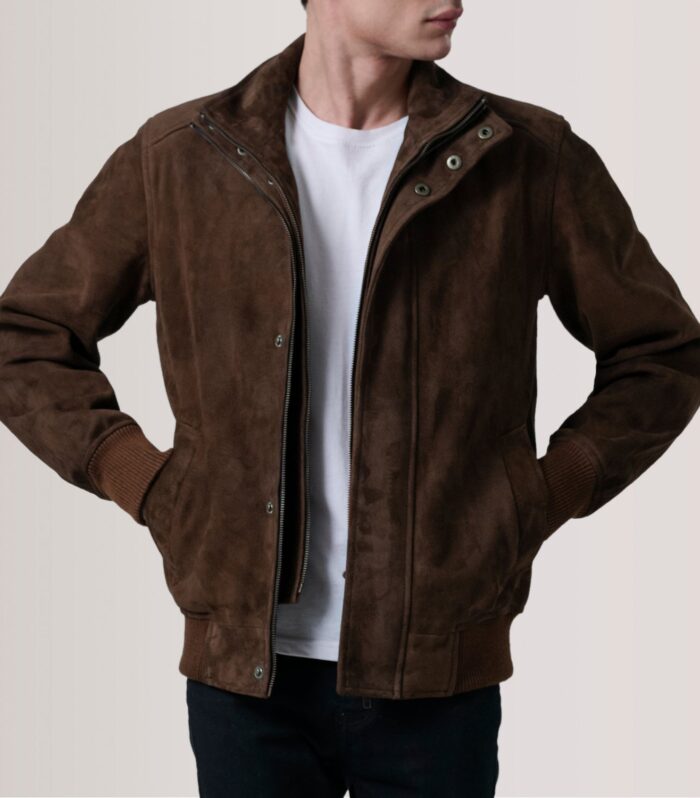 Lester Brown Suede Bomber Jacket
