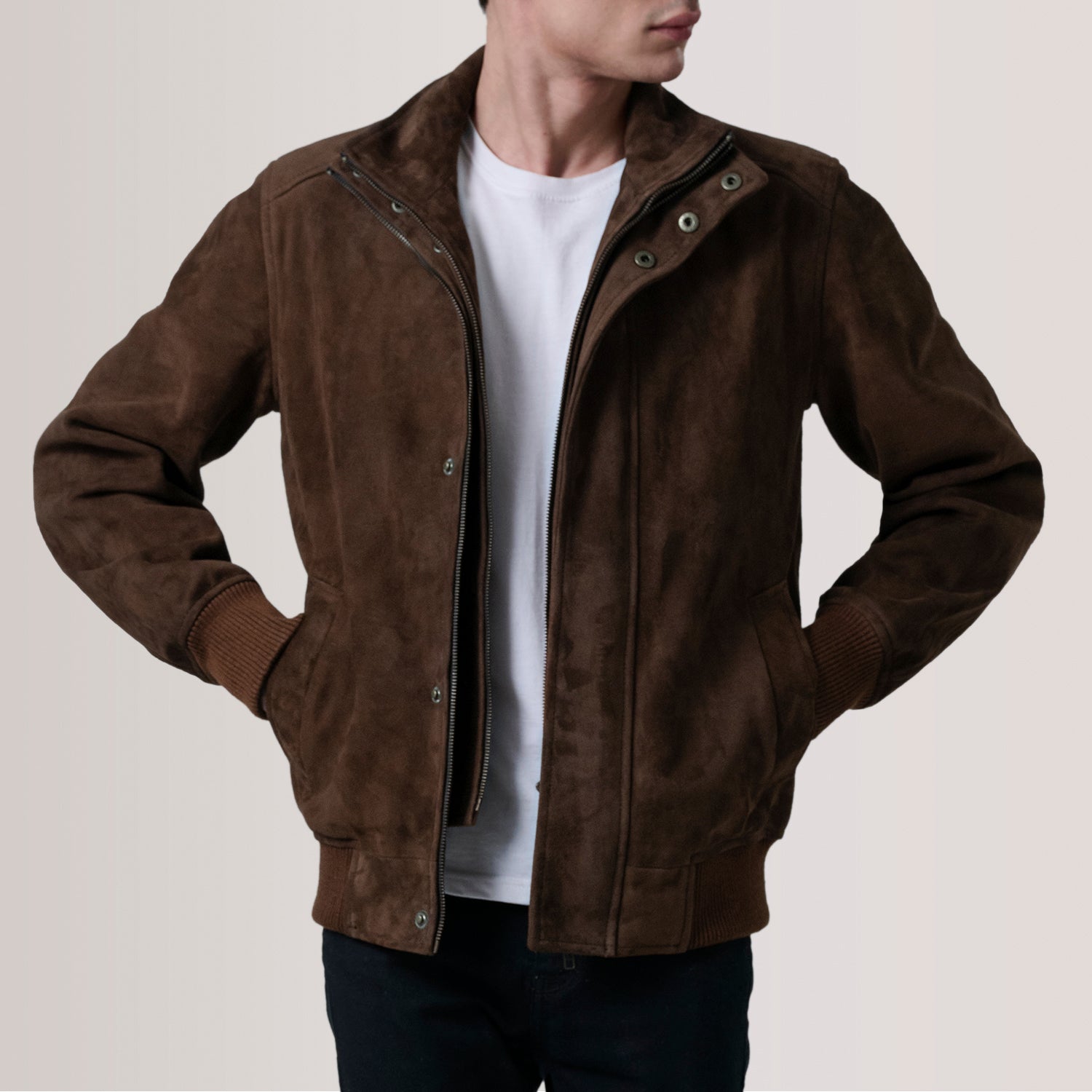 Lester Brown Suede Bomber Jacket