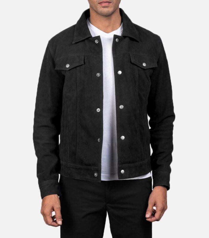 Stallon Black Suede Trucker Jacket