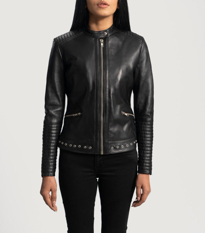 Haley Ray Black Leather Biker Jacket