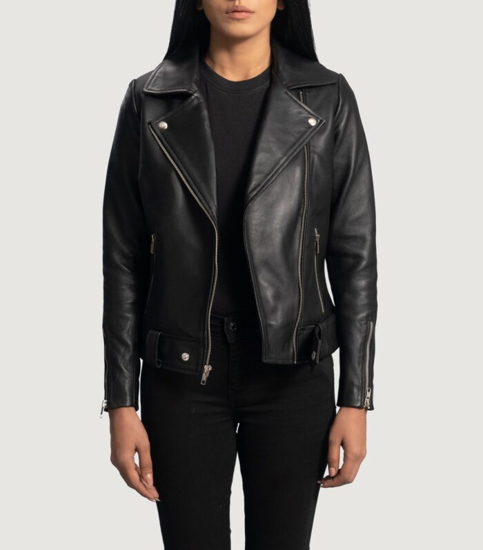 Rumy Black Leather Biker Jacket