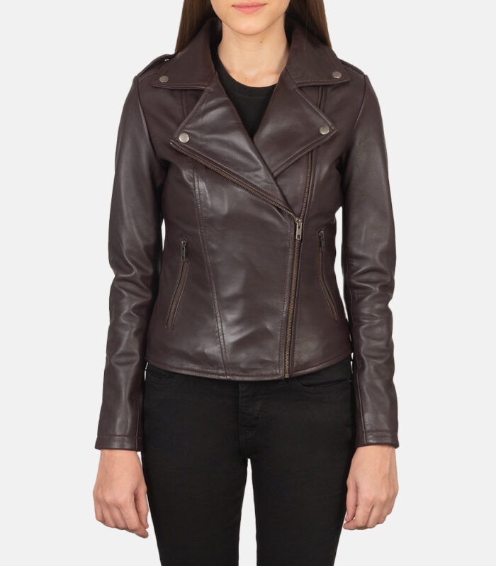 Flashback Maroon Leather Biker Jacket