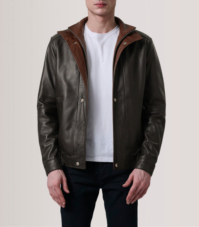 Alfred Brown Leather Bomber Jacket