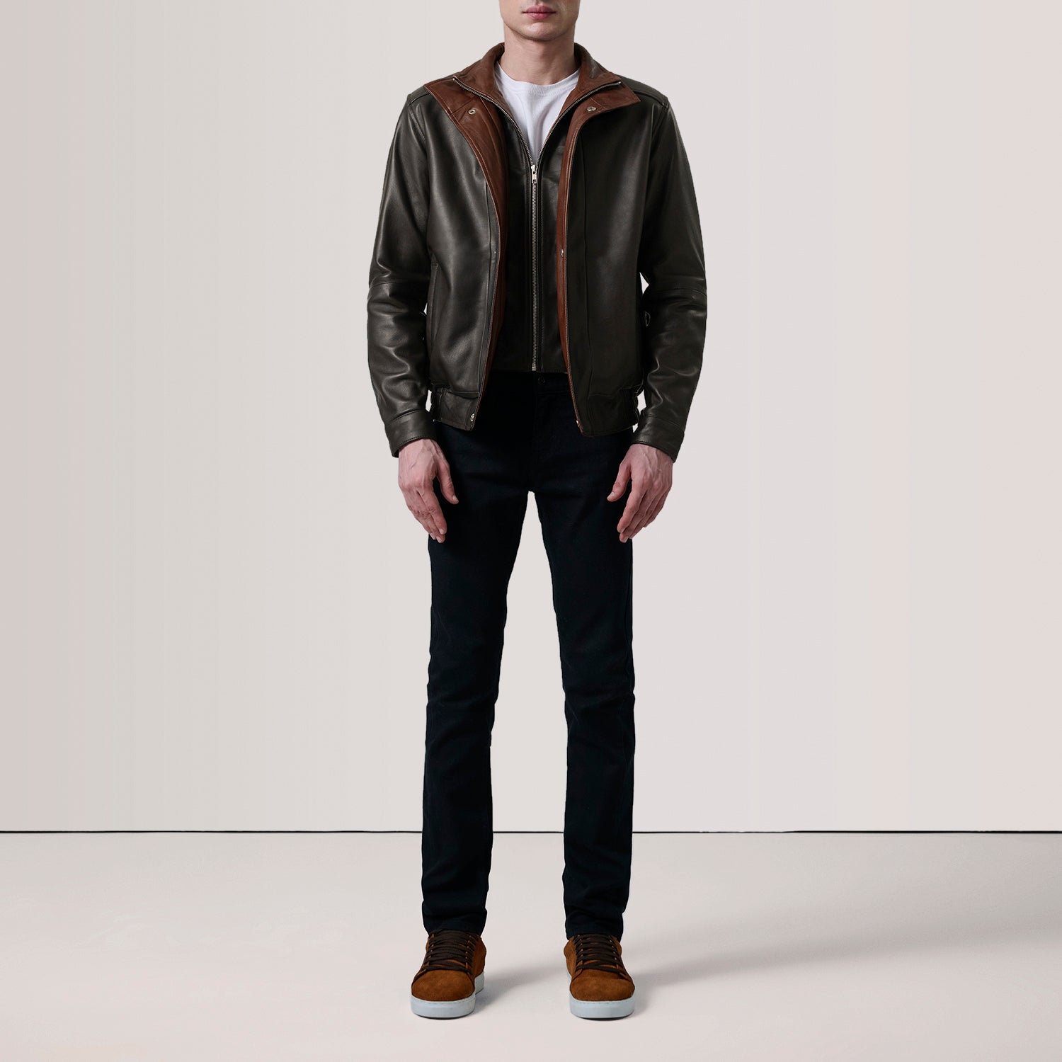 Alfred Brown Leather Bomber Jacket - Image 3