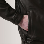 Alfred Brown Leather Bomber Jacket - Image 5