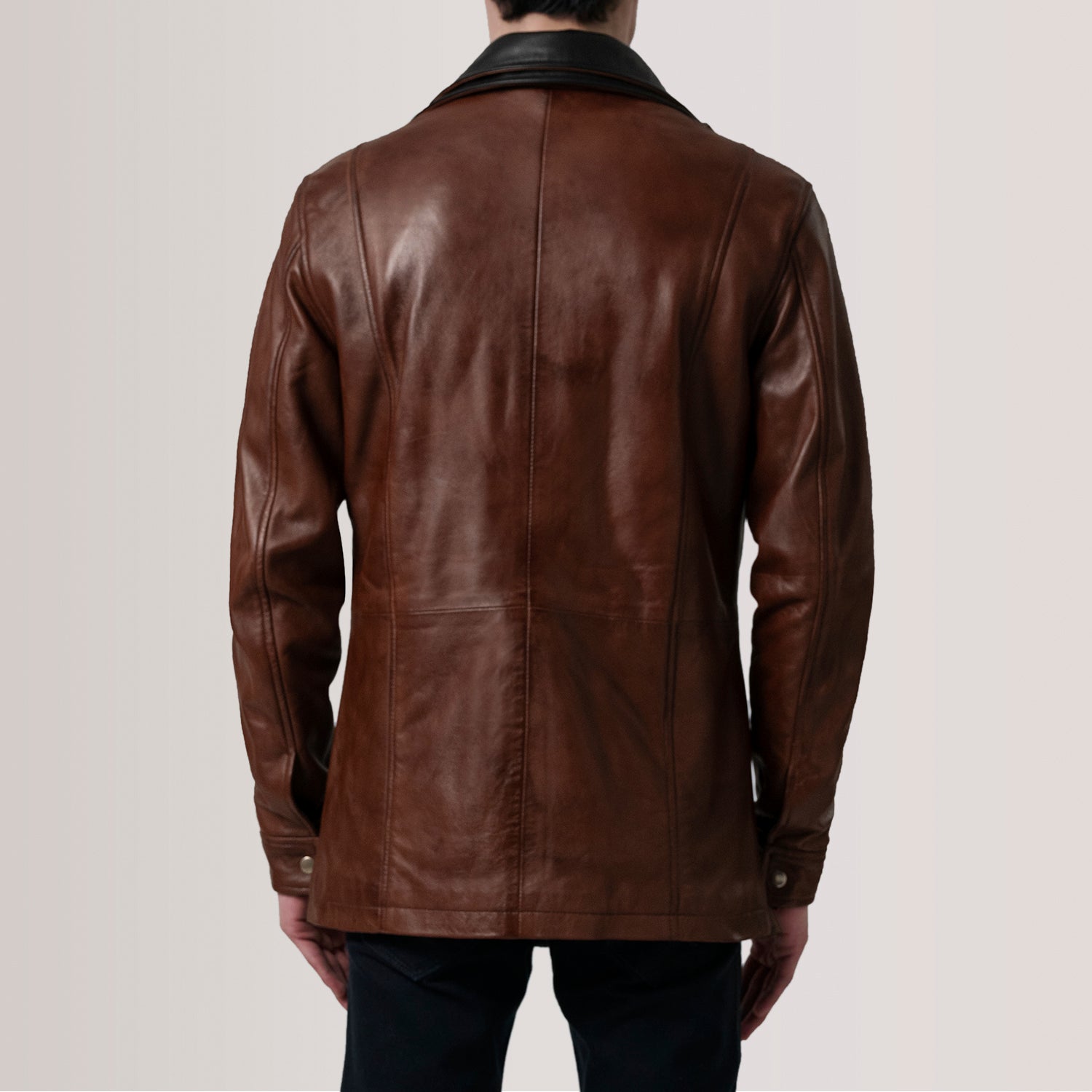 Connor Waxed Brown Leather Coat - Image 5