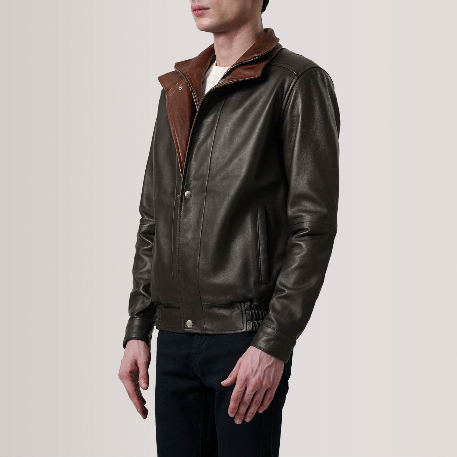 Alfred Brown Leather Bomber Jacket - Image 2