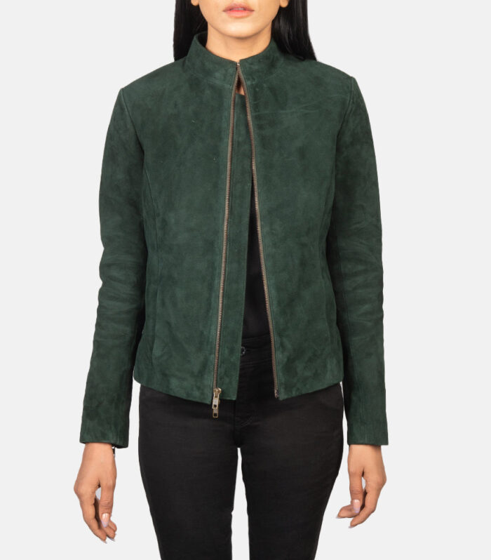 Rumella Green Suede Biker Jacket