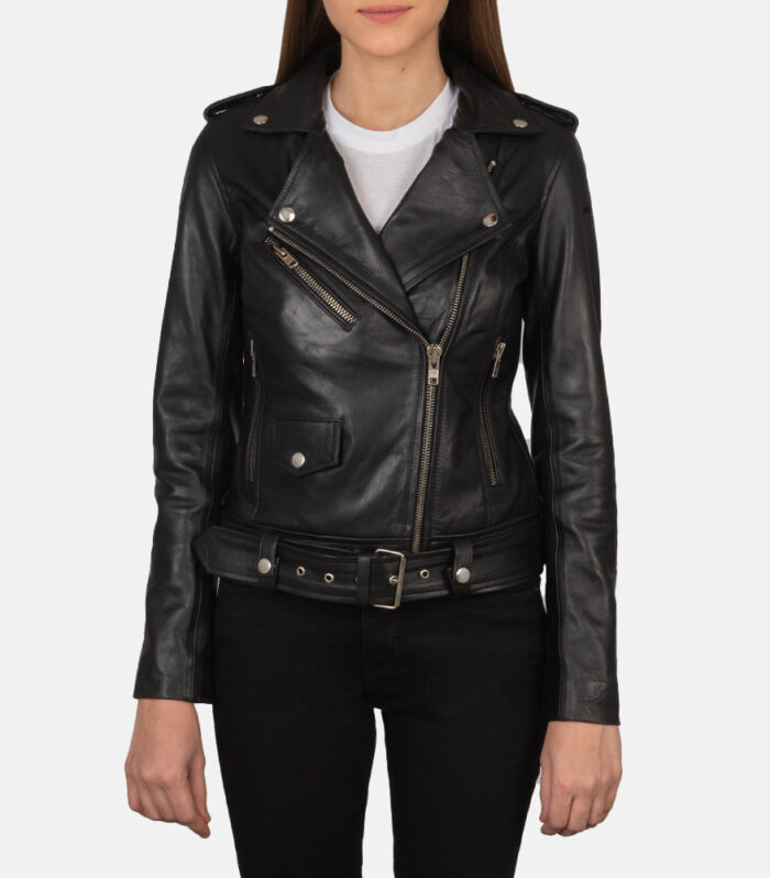 Alison Black Leather Biker Jacket